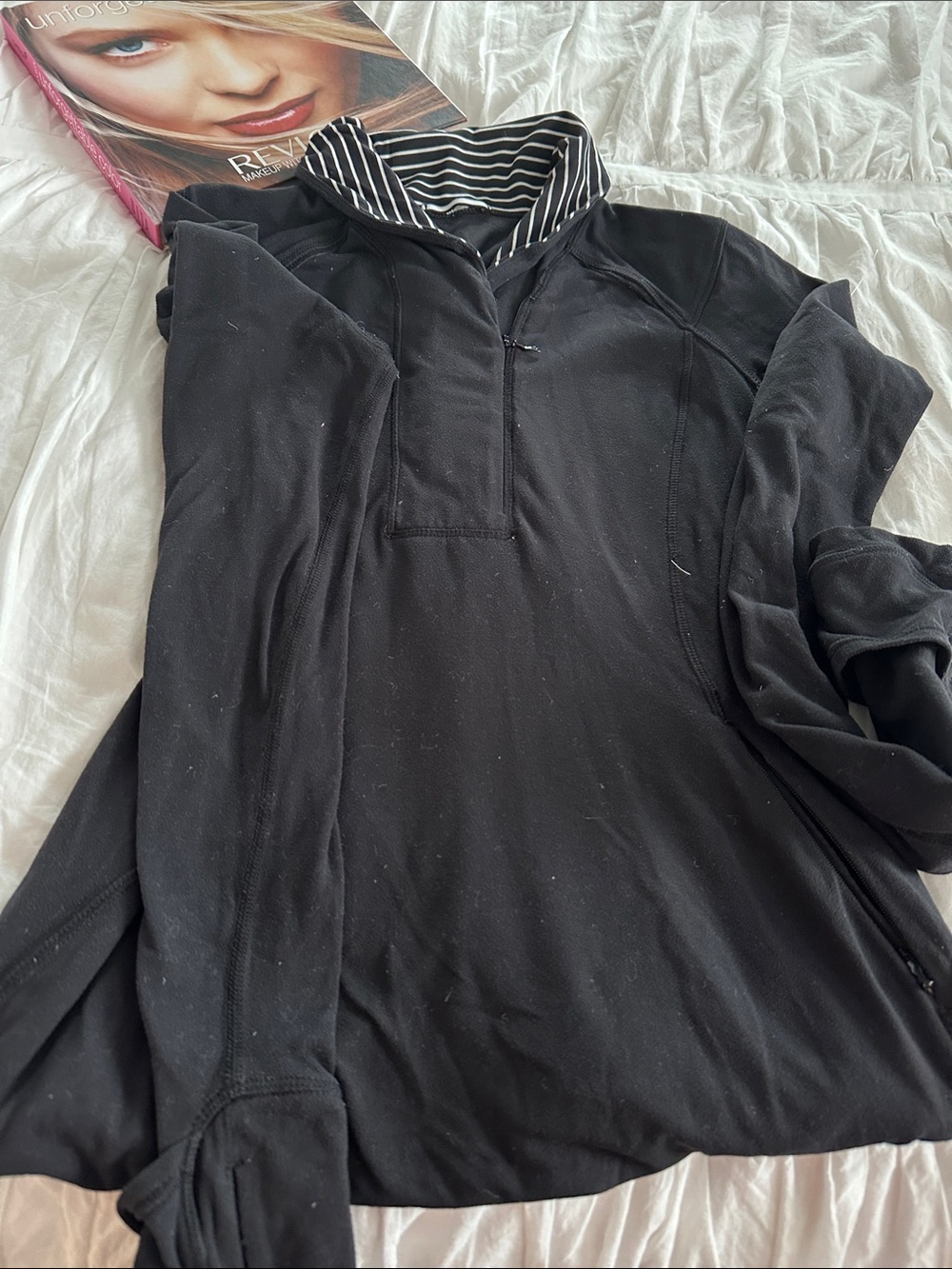 lululemon athletica Black Pullover with Striped Hood Lining